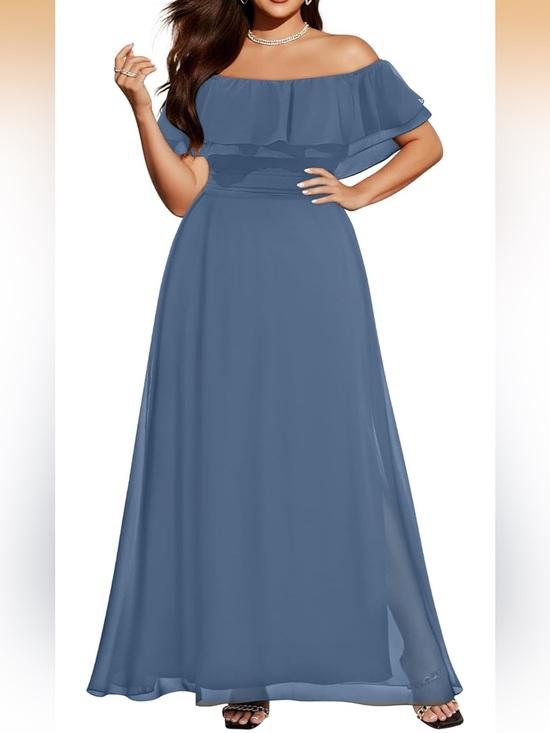 Pinup Fashion Dresses & Skirts - Pinup Fashion Plus Size Formal Bridesmaid Wedding Guest Chiffon Long Dress